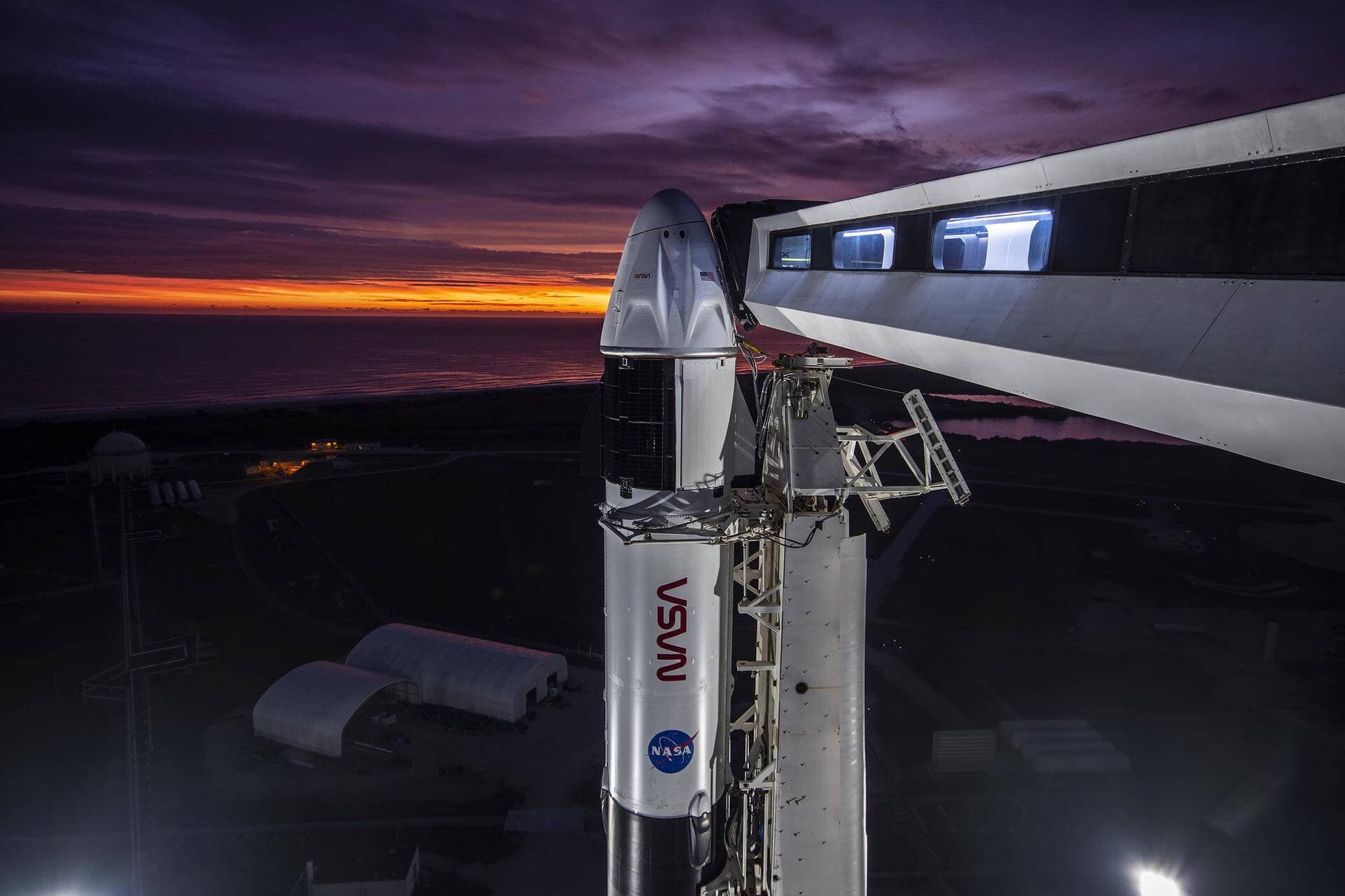 Crew Dragon at sunset